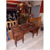 Image 2 : VINTAGE WALNUT DRESSER / VANITY - 1920'S - WITH MIRROR AND SHOULDER NOOKS