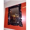 Image 1 : LARGE ORNATE WALL MIRROR WITH BLACK FRAME - 30 X 40"