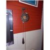 Image 1 : FOLK ART WALL CLOCK WITH CAST IRON WEIGHTS