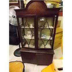 VINTAGE CHINA CABINET - 80" TALL - GLASS 2 CRACKS