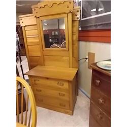 VINTAGE EAST LAKE QUEBEC ASH DRESSER WITH MIRROR - CIRCA 1870