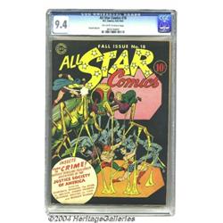 All Star Comics #18 (DC, 1943) CGC NM 9.4 Off-white to white pages.