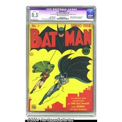 Batman #1 (DC, 1940) CGC Apparent VF+ 8.5 Slight (P) Cream to off-white pages.