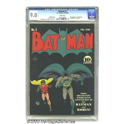 Batman #3 (DC, 1940) CGC VF/NM 9.0 White pages.