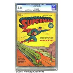 Superman #3 (DC, 1940) CGC VG 4.0 Off-white pages.