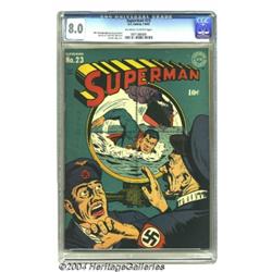 Superman #23 (DC, 1943) CGC VF 8.0 Off-white to white pages.