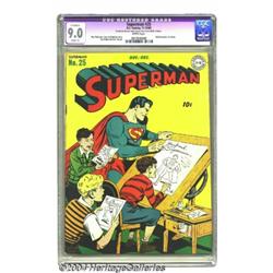 Superman #25 (DC, 1943) CGC Apparent VF/NM 9.0 Slight (P) White pages.