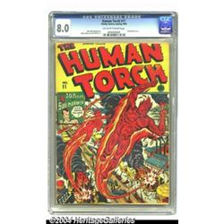 The Human Torch #11 (Timely, 1943) CGC VF 8.0 Off-white to white pages.