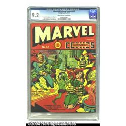 Marvel Mystery Comics #12 (Timely, 1940) CGC NM- 9.2 Cream to off-white pages.