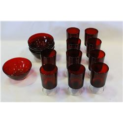 SHELF LOT OF RUBY GLASS