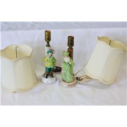 TWO OCCUPIED JAPAN LAMPS WITH SHADES