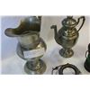 Image 2 : TWO PEWTER PITCHERS AND LANTERN AND BASKET
