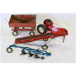 FOUR METAL TRACTOR TOYS