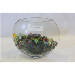 VASE FULL OF VINTAGE MARBLES