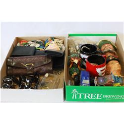TWO BOXES OF COLLECTIBLES AND WALLETS