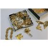Image 2 : TWO TRAYS OF GOLD TONE ESTATE JEWELLRY AND EAGLE PENDANT