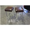 Image 1 : TWO LEATHER AND CHROME BAR STOOLS