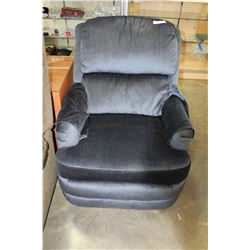 BLUE UPHOLSTERED RECLINER CHAIR