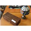 Image 1 : VINTAGE 2 DRAWER JEWELLRY CASE AND LEADED GLASS LAMP