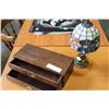 Image 2 : VINTAGE 2 DRAWER JEWELLRY CASE AND LEADED GLASS LAMP
