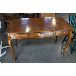 QUEEN ANNE OAK 3 DRAWER DESK