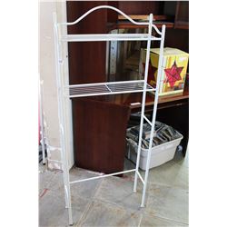 THREE TIER METAL SHELF AND WHITE METAL RACK