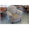 Image 1 : DESIGNER BRASS STUD ROLLED ARM LIVING ROOM CHAIR