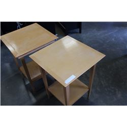 PAIR OF SQUARE MAPLE SIDE TABLES