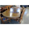 Image 2 : ANTIQUE TIGER OAK DINING TABLE WITH FOUR LEAFS AND SIX T-BACK CHAIRS