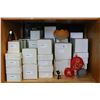 Image 1 : SHELF LOT OF HANDBLOWN MONEY, BEAR ORNAMENTS AND TEALIGHTS (MIXED)