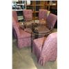 Image 2 : LARGE GLASS DINING TABLE WITH 6 UPOLSTERED CHAIRS