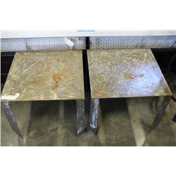 PAIR METAL INDUSTRIAL-LOOK END TABLES