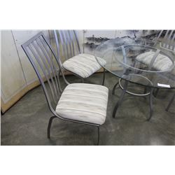 ROUND GLASSTOP DINING TABLE WITH FOUR CHAIRS