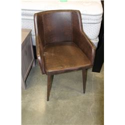 MODERN BROWN MICROWFIBRE TUB CHAIR