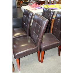 FOUR LEATHER DINING CHAIRS