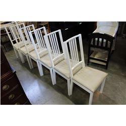 SET OF SIX WHITE DINING CHAIRS