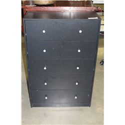 BLACK 5 DRAWER DRESSER