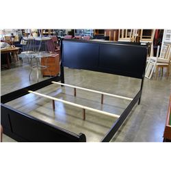 NEW KINGSIZE AVENZA BLACK MODERN SLEIGHBED, SOLID WOOD CONSTRUCTION, RETAIL $1499