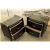 Image 1 : PAIR OF BRAND NEW MODERN GLASS TOP ESPRESSO FINISH NIGHTSTANDS, SOLID WOOD CONSTRUCTION, BALL BEARIN