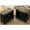 Image 3 : PAIR OF BRAND NEW MODERN GLASS TOP ESPRESSO FINISH NIGHTSTANDS, SOLID WOOD CONSTRUCTION, BALL BEARIN