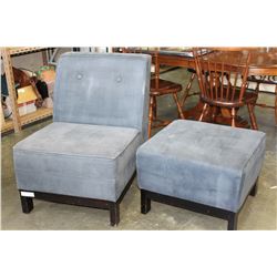 BLUE CHAIR AND OTTOMAN