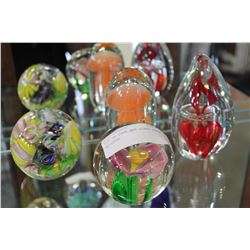 LOT OF FOUR ART GLASS PAPER WEIGHTS