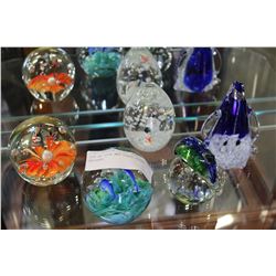 LOT OF FIVE ART GLASS PAPER WEIGHTS