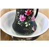 Image 2 : ANTIQUE HAND PAINTED JUG + BOWL SET