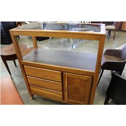 OAK GLASS TOP BAR CABINET