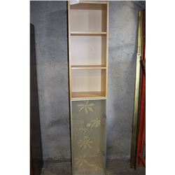 TALL MAPLE IKEA SHELF UNIT W/ FROSTED GLASS