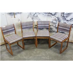 SET OF FOUR OAK FRAMED CHAIRS