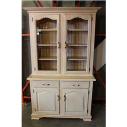 WHITE OAK 2-PIECE GLASS DOOR CABINET