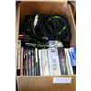 Image 1 : BOX OF HEADPHONES AND DVDS