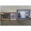 Image 1 : MIRRORED TRUCK PICTURE OIL PAINTING ON CANVAS AND FLOWER PRINT